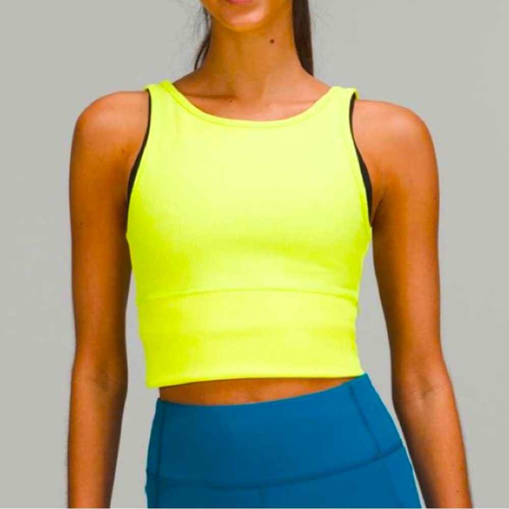 NEW Lululemon Power Pivot Ribbed Tank Top in Electric Lemon Size 4 NWT